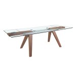 Table à manger à rallonge rectangulaire verre trempé Table à manger à rallonge rectangulaire verre trempé