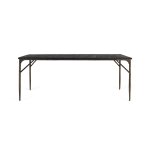 Table à manger rectangulaire bois massif et pieds métal bronze Table à manger rectangulaire bois massif et pieds métal bronze