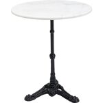 Table  manger ronde 2 personnes en marbre blanc et acier d60