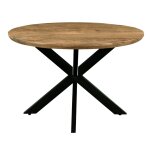 Table à manger ronde 4 personnes d. 120 cm, manguier et métal noir Table à manger ronde 4 personnes d. 120 cm, manguier et métal noir