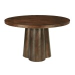 Table  manger ronde 4 personnes d. 130 manguier teint noyer