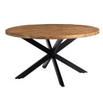 Table  manger ronde 4 personnes l130 cm manguier et mtal noir