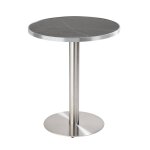 Table � manger ronde 60 cm plateau marbre noir / argent et pied argent�