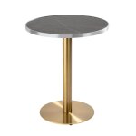 Table � manger ronde 60 cm plateau marbre noir / argent et pied dor�