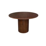 Table  manger ronde bois d'hva et placage chne noyer 4 places
