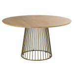 Table à manger ronde en bois de manguier et métal coloris laiton 4 / 6 personnes d140 Table à manger ronde en bois de manguier et métal coloris laiton 4 / 6 personnes d140