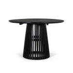 Table  manger ronde en bois de mindi massif et base grillage