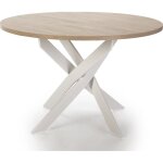 Table  manger ronde effet bois et blanc 4 personnes 120 cm