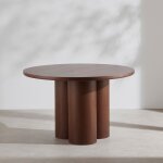 Table � manger ronde en placage ch�ne fonc� 6 personnes d120