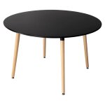 Table  manger ronde style scandinave noire et bois de htre