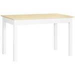 Table � manger style rural chic 4 - 6 personnes blanc aspect bois clair
