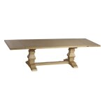 Table monastre extensible en bois massif, 8 / 12 personnes teinte clair