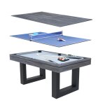 Table multi - jeux 3 en 1 billard et ping pong en bois gris