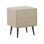Table de nuit � 2 tiroirs cuir pu beige