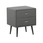 Table de nuit � 2 tiroirs cuir pu gris