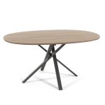 Table ovale 150x100 cm avec pieds en m�tal et plateau effet bois