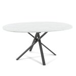 Table ovale 150x100 cm avec pieds en m�tal et plateau effet marbre