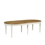 Table ovale en chêne 3 rallonges 4 / 10 couverts blanche Table ovale en chêne 3 rallonges 4 / 10 couverts blanche