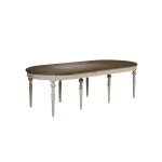 Table ovale en chêne 5 rallonges 6 / 14 couverts blanche Table ovale en chêne 5 rallonges 6 / 14 couverts blanche