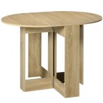 Table ovale pliable de cuisine 2 abattants aspect bois clair Table ovale pliable de cuisine 2 abattants aspect bois clair