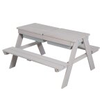 Table de pique - nique pour 4 enfants en bois gris avec 2 bacs