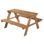 Table pique - nique pour 4 enfants en bois teck + 2 coussins de banc Table pique - nique pour 4 enfants en bois teck + 2 coussins de banc