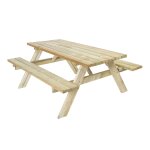Table de pique - nique en bois - naturel - 177 x 154 cm
