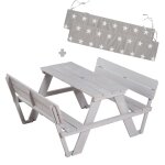 Table pique - nique avec dossier et coussin banc - gris Table pique - nique avec dossier et coussin banc - gris