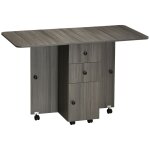 Table pliable 4 personnes - rangements - aspect bois anthracite