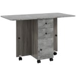 Table pliable 4 personnes - rangements - aspect bois bton cir gris