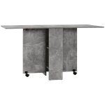 Table pliante sur roulettes 4 personnes 2 étagères effet béton ciré Table pliante sur roulettes 4 personnes 2 étagères effet béton ciré