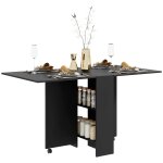Table pliante sur roulettes 4 personnes 2 tagres noir