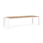Table � rallonge en aluminium blanc et bois de teck 228x100 - 294x100