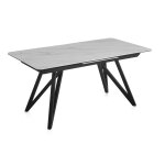 Table à rallonge en céramique blanche avec pieds en métal 160 / 210x90 Table à rallonge en céramique blanche avec pieds en métal 160 / 210x90