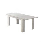 Table à rallonge effet bois blanc 160x88 cm Table à rallonge effet bois blanc 160x88 cm