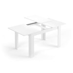 Table à rallonge effet bois blanc brillant 139x90 cm Table à rallonge effet bois blanc brillant 139x90 cm