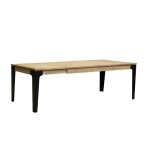 Table rectangulaire en acacia 1 rallonge 8 / 10 couverts teinte claire
