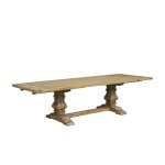 Table rectangulaire en acacia 2 rallonges 8 / 12 couverts teinte claire