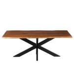 Table rectangulaire en acacia et mtal noir l200 acacia fonc