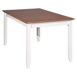 Table rectangulaire bois massif vernis sepia et blanc Table rectangulaire bois massif vernis sepia et blanc
