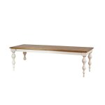 Table rectangulaire en chne 1 rallonge 8 / 10 couverts blanche