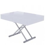 Table relevable extensible en panneau de particules blanc