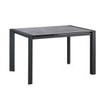Table repas allongeable plateau cramique marbr gris pieds mtal gri
