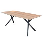 Table repas aspect chêne avec pieds en acier noir Table repas aspect chêne avec pieds en acier noir