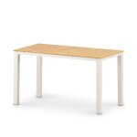 Table de repas de balcon 130x70 en aluminium et polywood beige Table de repas de balcon 130x70 en aluminium et polywood beige