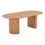 Table repas ovale pieds relief mdf effet bois naturel Table repas ovale pieds relief mdf effet bois naturel