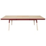 Table repas rectangulaire 160x100 cm 2 rallonges, 100% frne massif