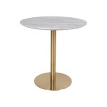 Table de repas ronde aspect marbre et pied doré d90 Table de repas ronde aspect marbre et pied doré d90