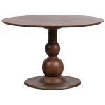 Table de repas ronde en bois finition noyer 120 cm