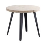 Table repas ronde extensible chêne clair et métal noir d80 Table repas ronde extensible chêne clair et métal noir d80